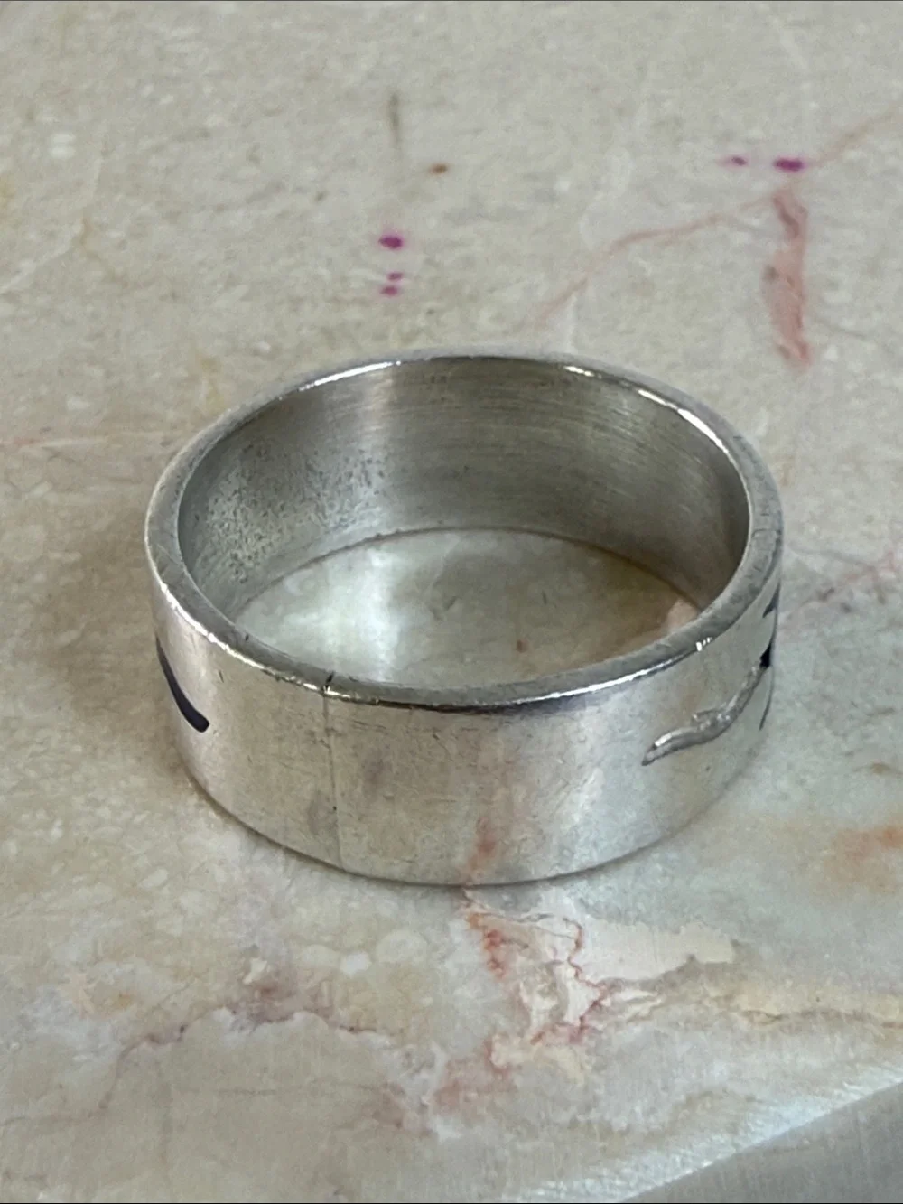 Silver Blue Flame Band Ring - Mexico 925, Size 11